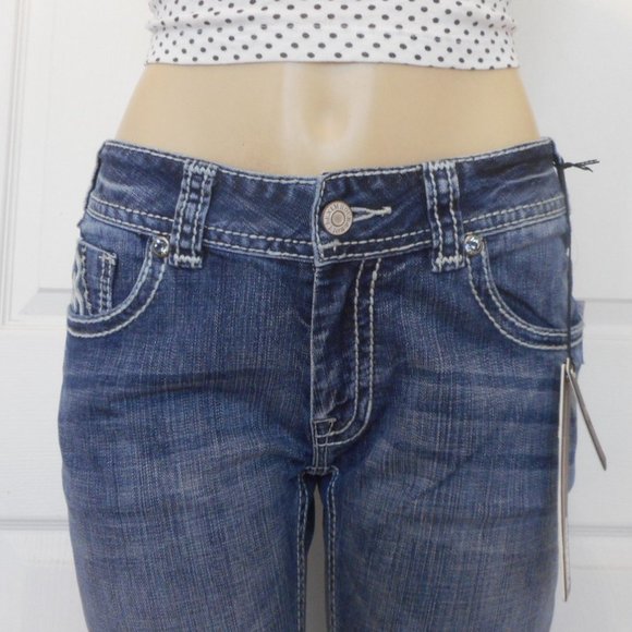 New ROCK & ROLL Cowgirl Jeans Size 29 x 34 Mid Rise Boot Cut Denim - Picture 3 of 12